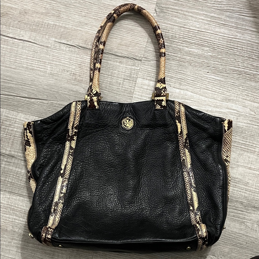 Tory Burch Leather Python print Tote Bag - image 1